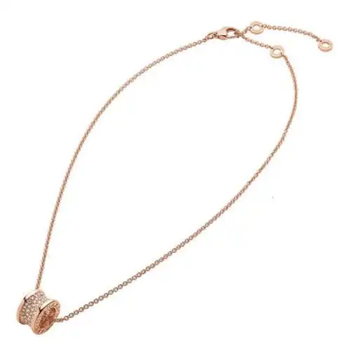 bvlgari宝格丽bzero1系列18k金玫瑰金螺旋形上有密钉钻石项链348035