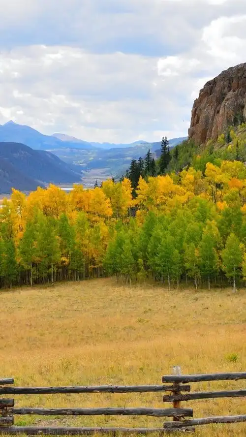 壁纸 秋天,天空,山,树,草,围栏 1920x1200 hd 高清壁纸, 图片, 照片