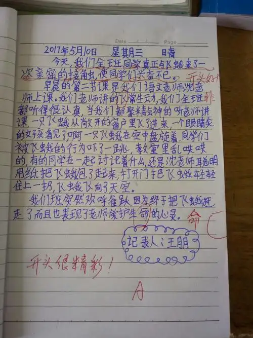 回小四年级循环日记第一天