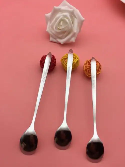 不锈钢餐具 咖啡勺 搅拌勺 长柄冰勺 日韩勺子 16cm长可印logo