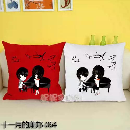 十字绣粉蓝花边抱枕靠垫diy材料包十一月的萧邦卡通周董自己绣