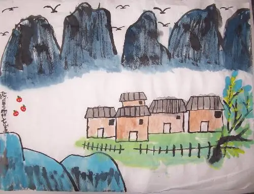 国画山水江南风景-江南风景旧曾谙_国画-查字典幼儿教育网儿童画