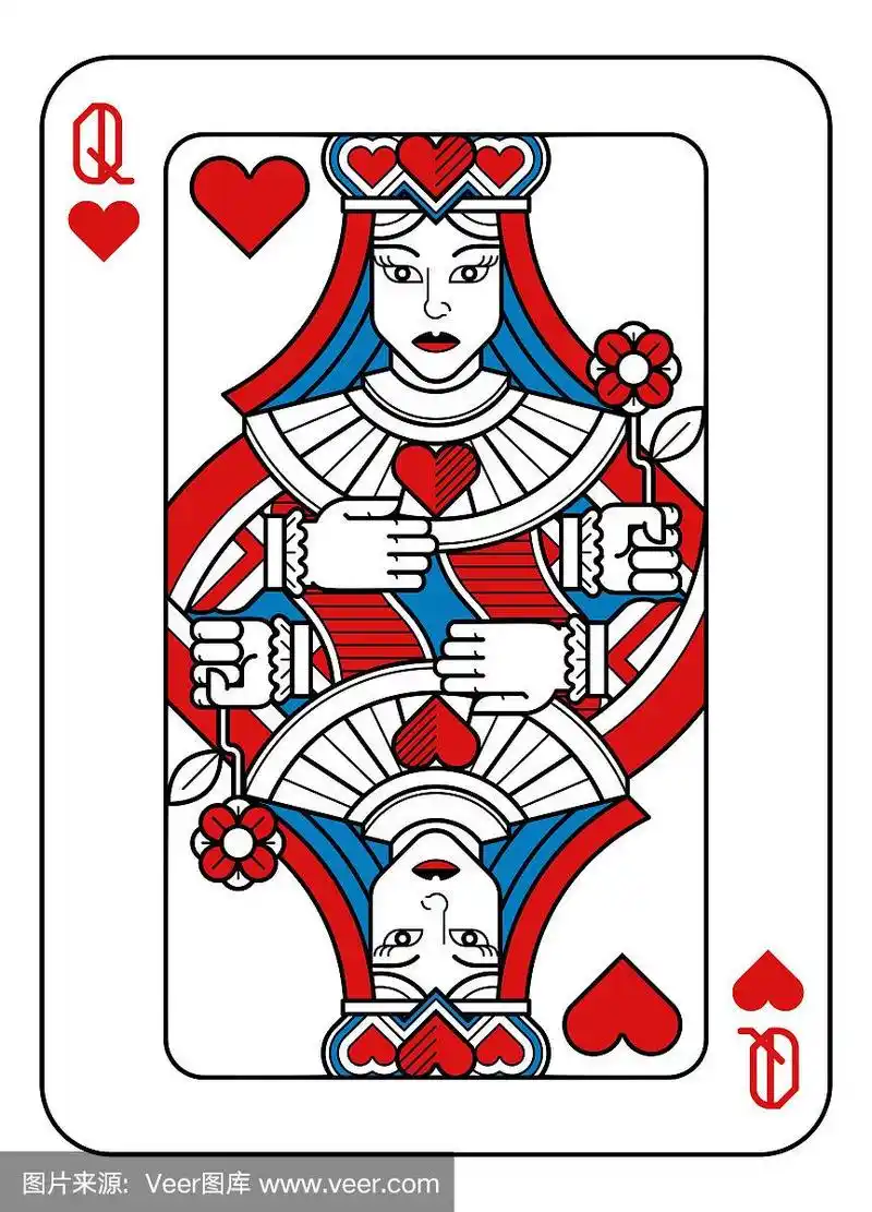 扑克牌红心皇后红蓝黑