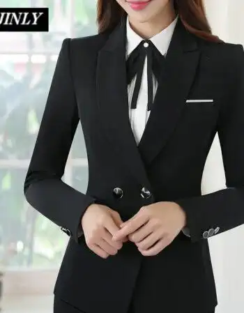 面试工作服女装女修身女西服正装sn3261 黑外套 650白衬衫 西裤 西裙