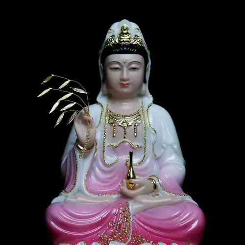 包邮汉白玉观世音菩萨像保平安南海观音佛像家用摆件