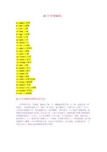 26个字母的联想记忆