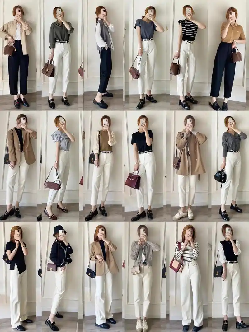 秋季女生白色小脚裤在通勤中怎么搭配上衣.穿衣搭配--秋季女生 - 抖音