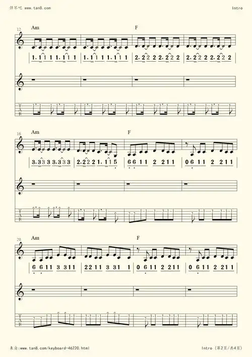 电子琴谱intro