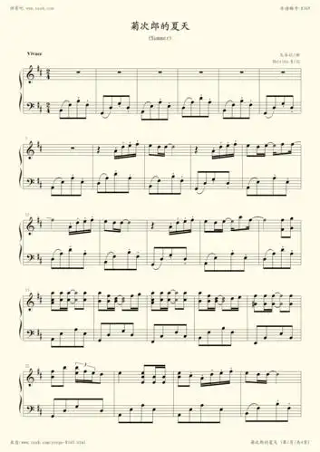 《summer(菊次郎的夏天,钢琴谱》---清新夏日版,久石让|弹吧|钢琴谱|