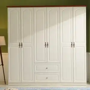 地中海白色田园趟门六门对开门衣柜乡村整体衣柜奢华大衣橱2501