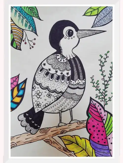 线描画小鸟适合78岁小朋友