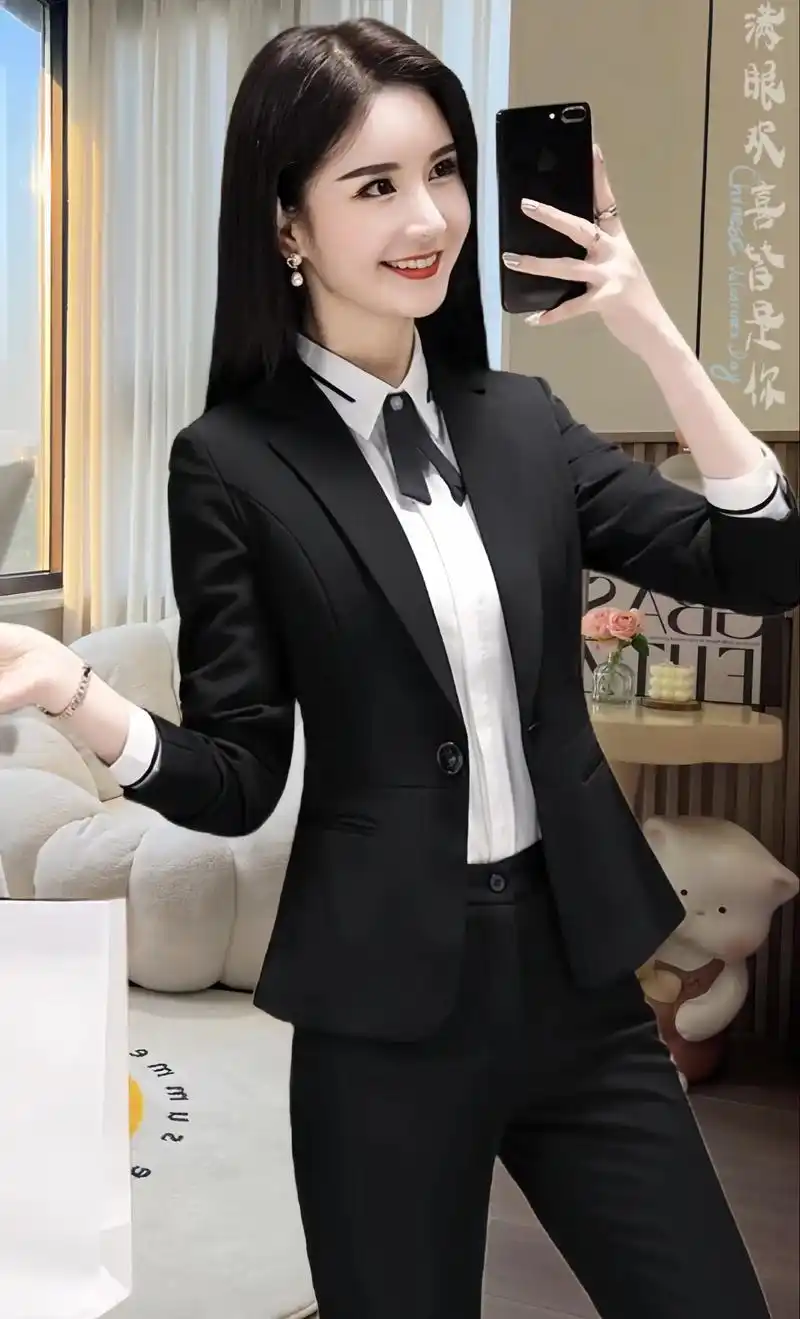 秋冬时尚修身职业西服套装女西装正装酒店前台面试上班气质职业套装