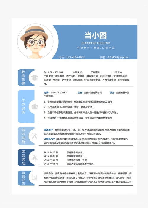 渠道分销总监个人简历模板