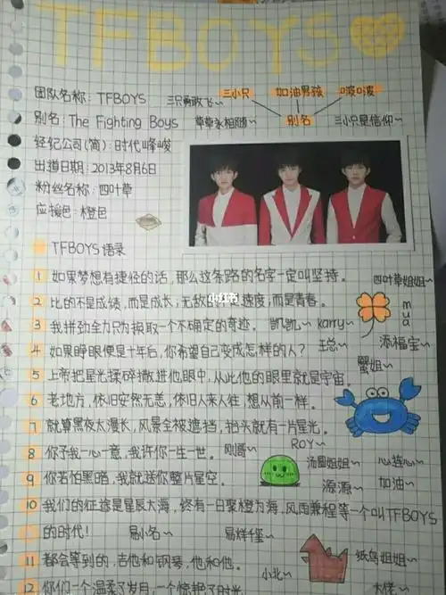 tfboys手账来喽说了比较丑献丑啦因为我是小螃蟹所以我去开做的比较多