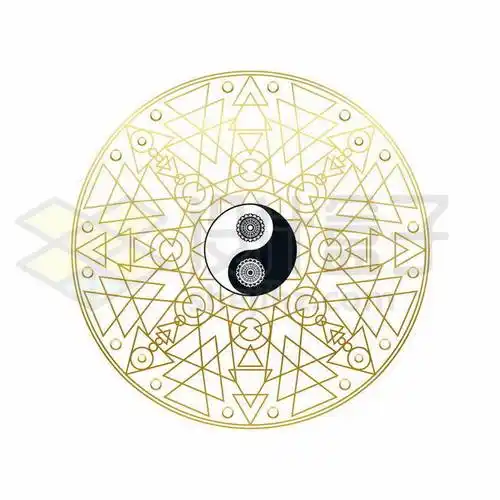 黑白色太极八卦图命运之轮占星术占卜神秘图案8290657矢量图片免抠