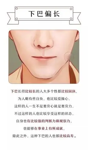 下巴偏长 下巴长得比较长的人大多个性都比较固执, 为人略有些自负,也