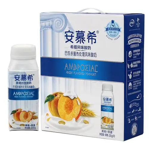 伊利安慕希黄桃燕麦酸奶200g10瓶箱黄桃高端瓶装安慕希燕麦酸奶