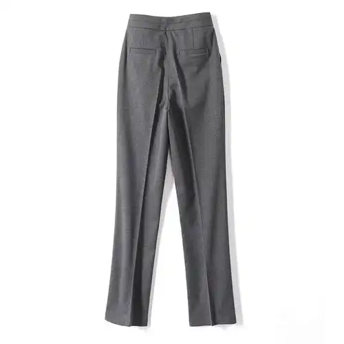 裤子女年新款灰色显瘦显高直筒微微微喇百搭休闲裤