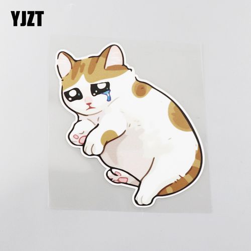 yjzt 哭泣可怜小猫咪卡通搞笑趣味汽车装饰贴纸 划痕遮挡 cst224