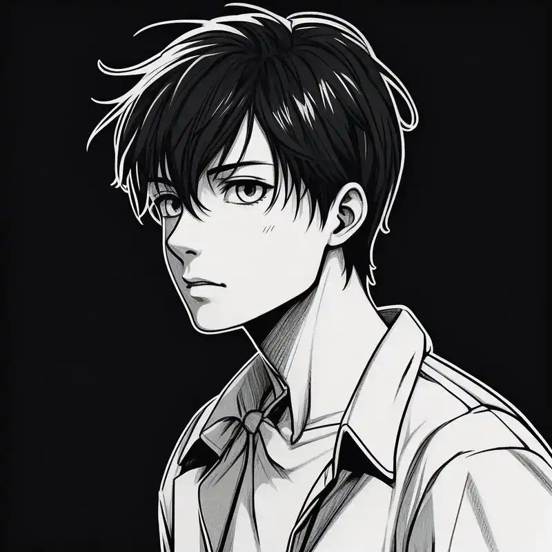 黑白素描动漫男生头像96 黑白素描风格的动漫男生头像来啦!