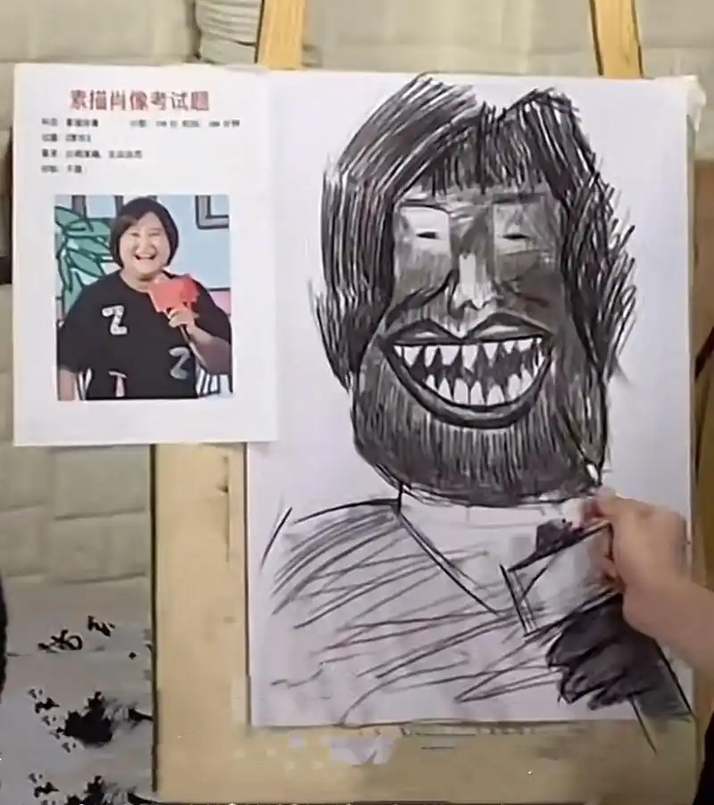 美术生画贾玲素描像,网友劝说学生换专业,老师:希望本尊没看到