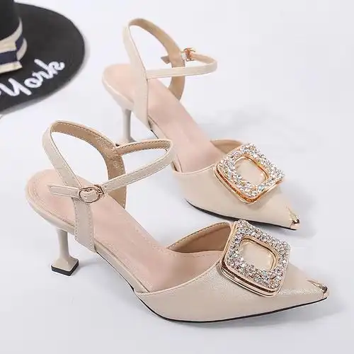 女士高跟凉鞋女式2021新款中跟时尚网红百搭凉鞋女高档