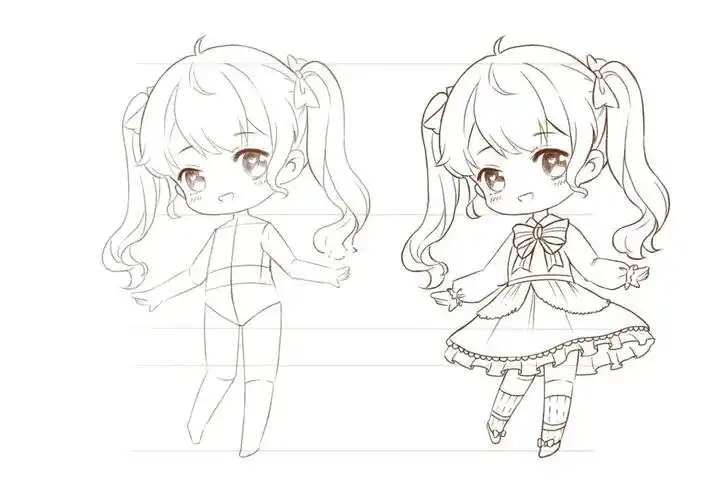 5头身人物动态参考哒哒猫书#q版人物  #q版  #人体动态  #人体结构