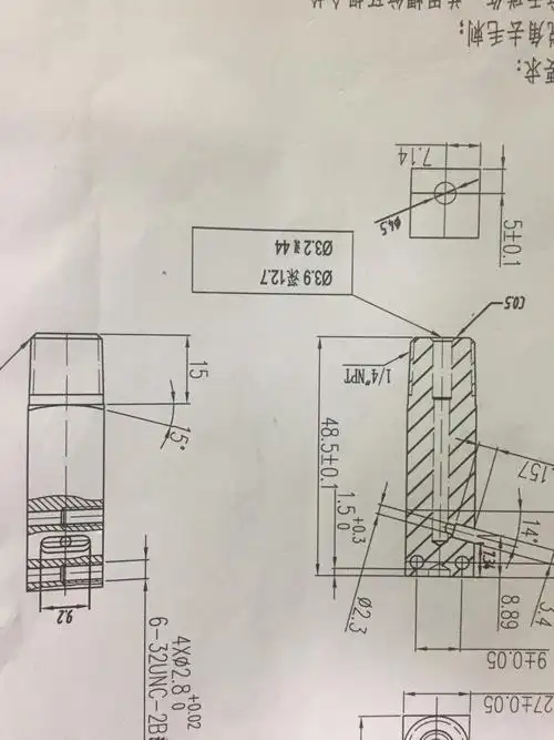 哪位大神帮忙算一下1/4npt锥度螺纹大头,小头,长度14