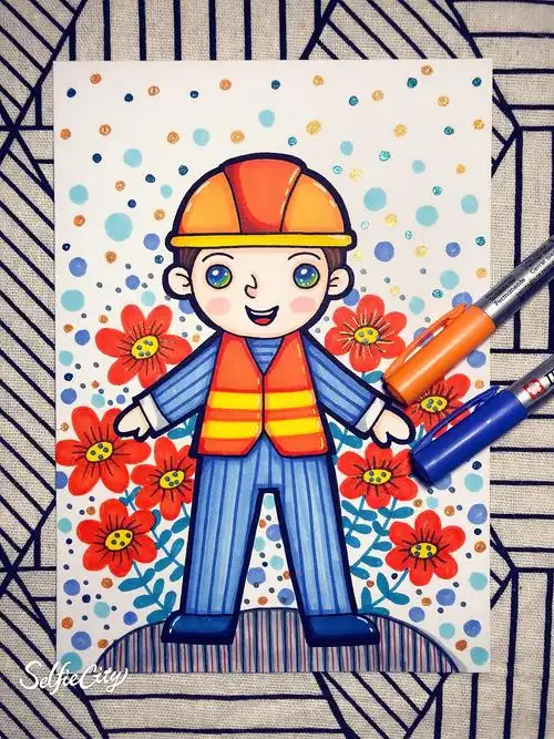 人物角色主题儿童画—-清洁工