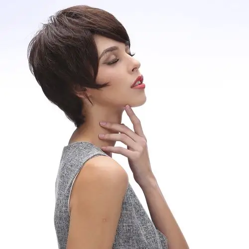 艾瑞美假发女短发 短卷发蓬松可齐可斜空气刘海逼真气质真人发丝