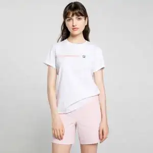fila 斐乐女子圆领短袖t恤 运动休闲字母针织透气上衣a11w021115f
