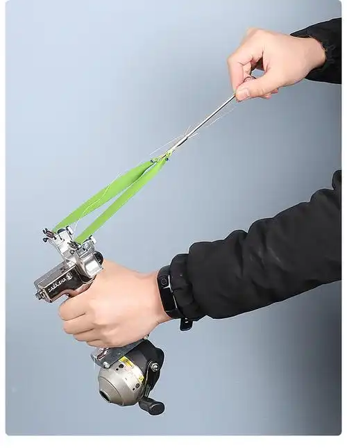 新款扁皮射鱼神器银狐打鱼弹弓套装激光捕鱼线切割鱼镖一体鱼弹工