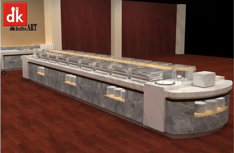 专业自助餐厅装修设计制作安装工厂酒店移动餐台大理石自助餐台