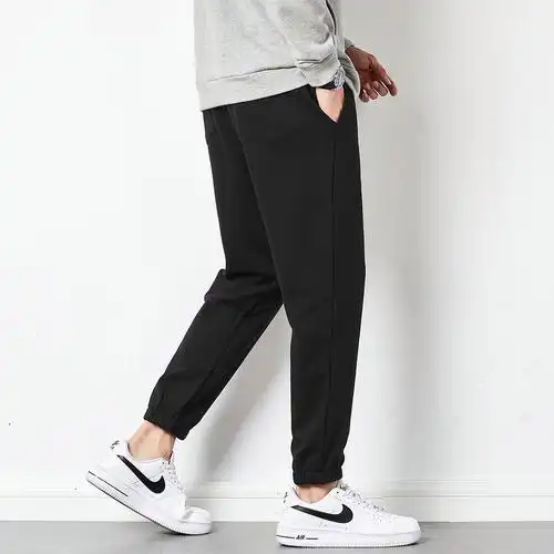 200元任选3件唐狮春季新款卫裤男韩版潮流黑色运动裤男生束脚长裤宽松