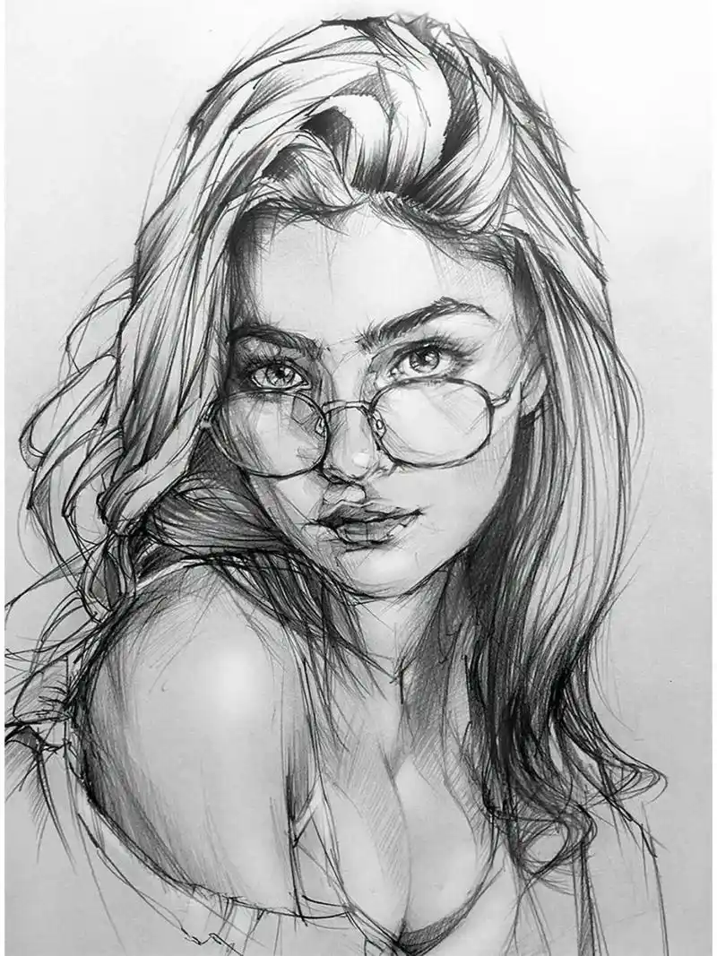 线面感超强的人物素描艺术!