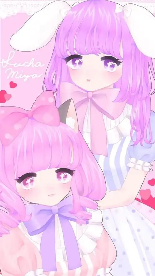 动漫 平铺 萌物 软妹 少女心 粉色 卡通 可爱 人物 萌萌的 手机壁纸