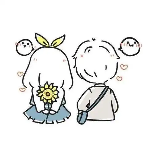 情侣头像手绘头像q版卡通简笔画情侣头像简约线条设计漫画定制照片