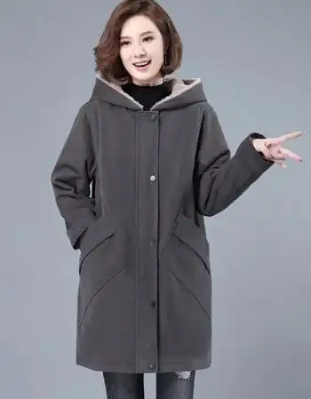 楚馨棉服女中长款派克服外套2021年冬装新款冬季女装时尚工装宽松小