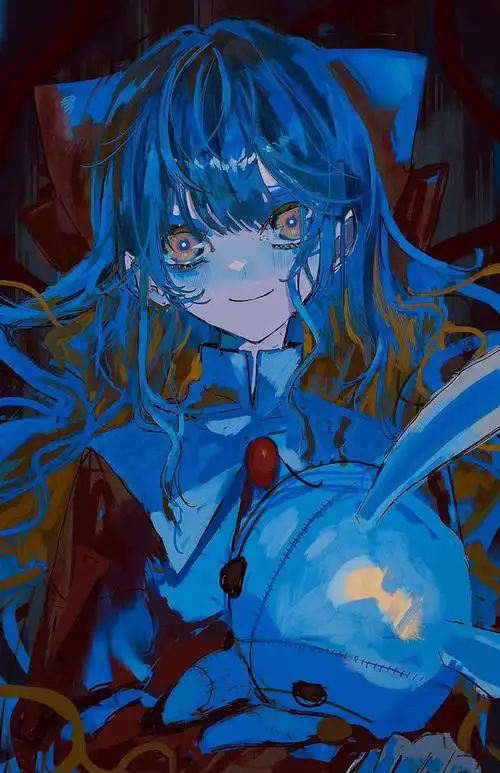 充满压抑感的二次元人物插画人物带了阴郁病娇的魅惑特质