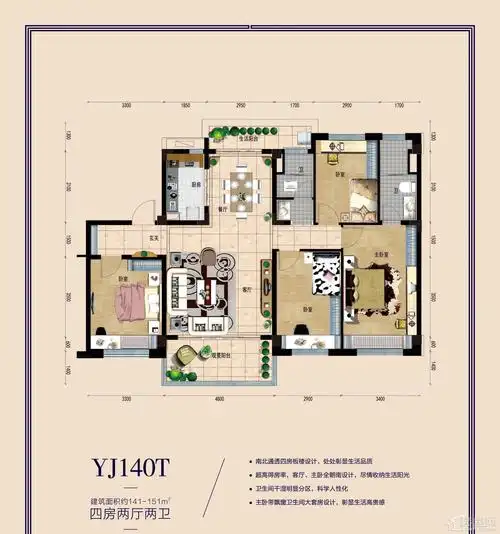 怀化溆浦碧桂园3室2厅2卫户型图-怀化楼盘网