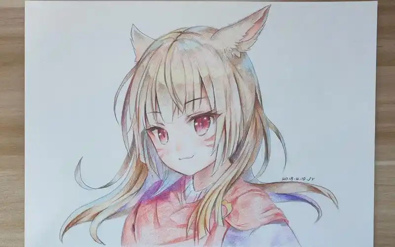 二次元彩铅头像绘画