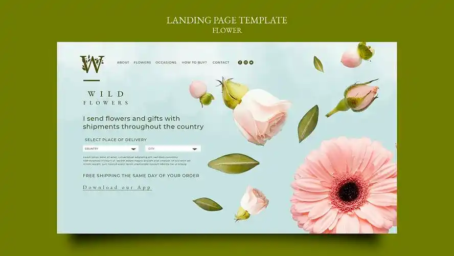 一组鲜花主题网站页面设计模板|平面|海报|鲸落素材 - 原创作品