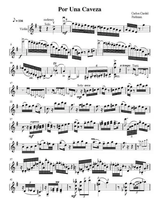 求小提琴《一步之遥》帕尔曼独奏版本的谱子