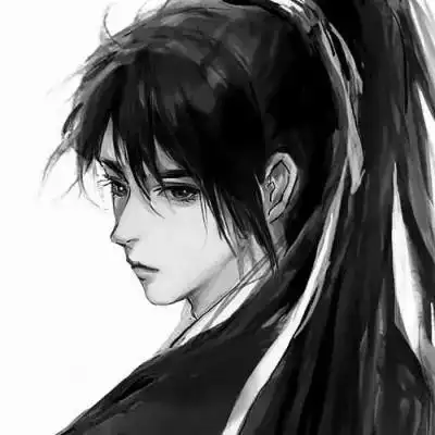 漫画古风男生头像黑白高清图片
