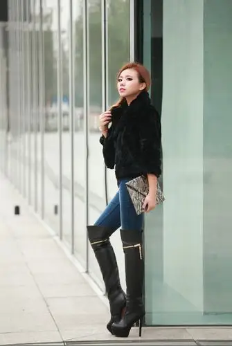 四川成都大码舞靴冬季新款长靴细高跟流苏过膝女靴子防水台皮靴 56bcz