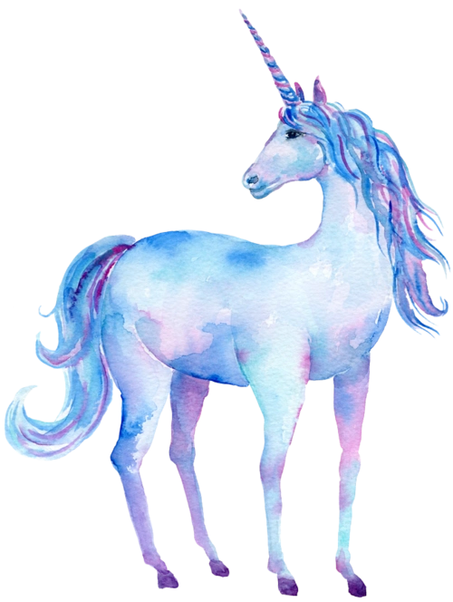 独角兽 水彩 png 淡雅 卡通 手绘 童话 卡片 梦幻 免抠图png素材,更多