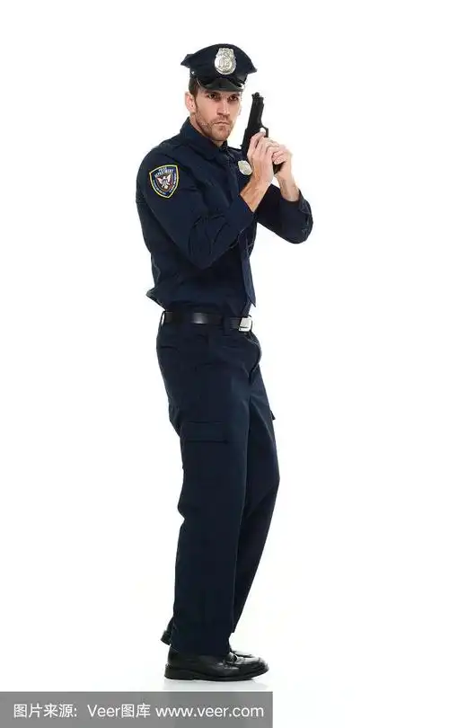 全身/正面视图/看镜头的30-39岁的成年英俊的人白人男性/年轻男子警察