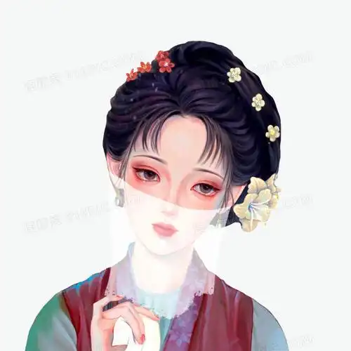 卡通手绘面纱古风元素