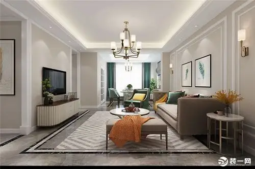 小区135㎡三居室简美风格客厅装修案例-家居美图_装一网装修效果图