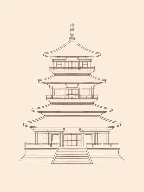 古建筑插画打卡华严宝塔